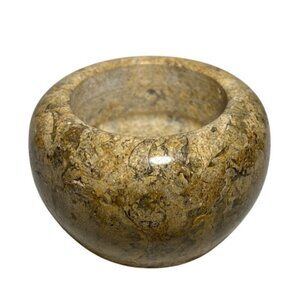 Polished Stone Marble Tealight Candle Holder Natural Beige Minimalist Unique